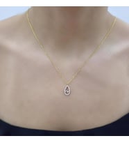 Su Damlası 925 Ayar Gümüş Zirkon Taşlı Gold Kaplama Kolye (Karışık)