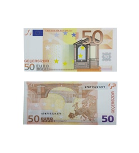 50 Euro 50 Adet Geçersiz Sahte Oyun Parası Düğün Parası - Elli Euro