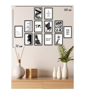 12 Parça Siyah Beyaz Good Vibes Only Duvar Dekoru Salon Oturma Yatak Odası Mutfak Için Tablo Seti