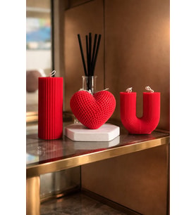 3'lü Kalpli Seni Seviyorum Mum Seti Doğal Soya Mum Romantik Mum Seti
