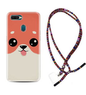 Oppo A5S A15 A16 A54 A55 A73 A74 Kılıf Boyun Asklı Rasta Silikon Sevimli Köpek 1731