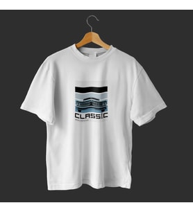 Black White Blue Minimalist Vintage Classic Car T-Shirt (Beyaz)