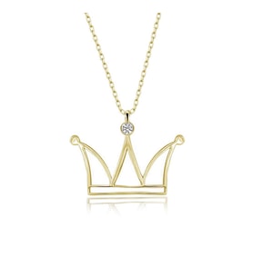 Gümüş Kolye Pırlanta Kolye (TAÇ Sarı) (Gold)