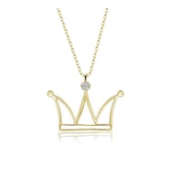 Gümüş Kolye Pırlanta Kolye (TAÇ Sarı) (Gold)