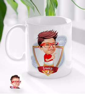 BK Gift Kişiye Özel İsimli Erkek Çocuk Karikatürlü Beyaz Kupa Bardak-1