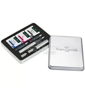 Faber-Castell Grip 2011 Dolma Kalem Kaligrafi Set Gümüş