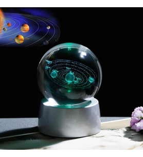 3d Dekoratif Gezegen Tasarımlı Renkli Led Işıklı Cam Küre 6cm
