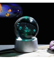3d Dekoratif Gezegen Tasarımlı Renkli Led Işıklı Cam Küre 6cm