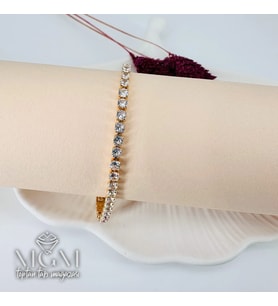 Zirkon 3 Mm Taşlı Pirinç Bileklikler 18+2 Cm Uzatma Payı - Kbl0086