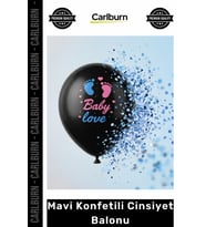Özel Üretim Siyah Opak Latex Baby Love Baskılı Gender Reveal Helyum Mavi Konfetili Cinsiyet Balonu