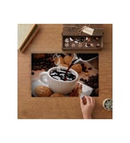 Kahve Ve Kurabiyeler Tasarımı 240 parça Ahşap Puzzle Ahşap Kutuda MP08186