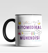 Kişiye Özel Biomedikal Mühendisi Tasarımlı Siyah Kupa (Siyah - Beyaz)