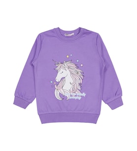 Civil Girls Unicorn Baskılı 2-5 Yaş Sweatshirt - Lila