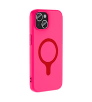 iPhone 15 Kılıf M-Safe Şarj Özellikli Aris Silikon Kılıf Koyu Pembe