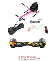 Elektrikli Kaykay Scooter Akıllı Denge Hoverboard + HoverKart + Çanta FULL LEDLİ EXTREM PAKET D08