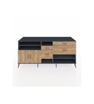 Kronos Konsol 5 Raflı 4 Çekmeceli 2 Kapaklı 220x59x99 Antrasit-Çam/Çam