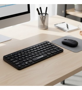 Kablosuz Lacivert Bluetooth Klavye Mouse Seti – Yuvarlak Tuşlu Tasarım, Türkçe Q Dizilim, Taşınabilir, Ev ve Ofis Kullanımına Uygun (5343)