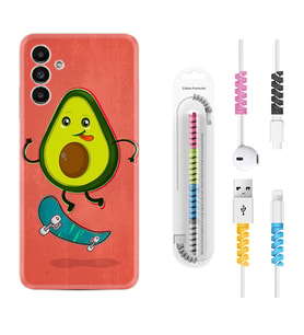 Samsung A23 A31 A32 A50 A51 A52 A53 A70 Kılıf Kablo Koruma Spiral Silikon Avokado Skate 1741