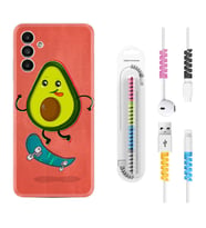 Samsung A23 A31 A32 A50 A51 A52 A53 A70 Kılıf Kablo Koruma Spiral Silikon Avokado Skate 1741