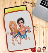 BK Gift Kişiye Özel Sevgililer Karikatürlü Taşınabilir Koruyucu Tablet Kılıfı & Organizer Çanta - Turuncu-8
