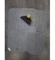 Ultrasoft Desenli Gri 3’lü Banyo Paspası Halısı Seti Kaymaz Deri Tabanlı