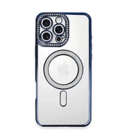 Apple İphone 16 Pro Max Kılıf Joke Simli Magneticsafe Kılıf - Lacivert