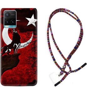 Vivo Y11S Y21S Y20 Y20S Y70 Kılıf Boyun Asklı Rasta Silikon Wolf and Moon 2 1381