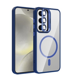 Samsung Galaxy S24 FE Uyumlu Kılıf Standlı ve Kamera Lens Hediyeli M-Safe Şarj Özellikli Zore Etro Kapak