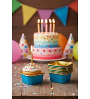 Mavi Cupcake Kapsülü İçi Metalize Gold 25'li - Kek ve Cupcake Sunum Kapsülü