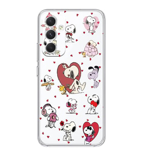 Samsung Galaxy A25 Uyumlu Snoopy ve Kalp Tasarımlı Şeffaf Telefon Kılıfı