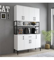 Tanmob MDL0401 Alt Üst Çok Amaçlı Dolap 8 Kapaklı Çekmeceli Raflı Mutfak Dolabı Beyaz