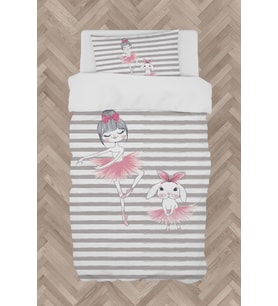 MEKTA HOME BEBEK VE ÇOCUK ODASI Tavşanlı Balerin Kız Desenli Nevresim Takımı