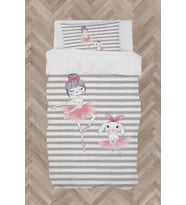 MEKTA HOME BEBEK VE ÇOCUK ODASI Tavşanlı Balerin Kız Desenli Nevresim Takımı