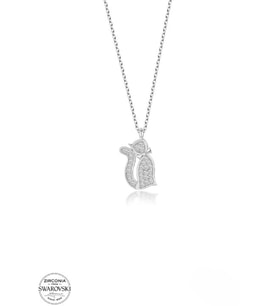 SWAROVSKİ TAŞLI  ZİRCONİA KEDİ 925 AYAR GÜMÜŞ KOLYE