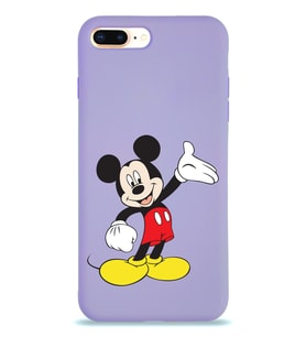 Apple iPhone 8 Plus Uyumlu Lansman Kılıf Mickey Mouse Tasarımlı Altı Kapalı İçi Kadife Kaplı  Kapak (Şeffaf)
