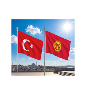 Kırgızistan Bayrağı ve Alpaka Kumaş Türk Bayrağı 2'li Set 70x105cm