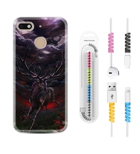 General Mobile GM8 Go GM9 GM20 Pro Plus Kılıf Kablo Koruma Spiral Silikon Dark Deer 1786