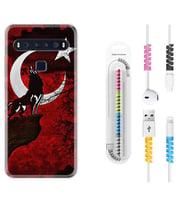 TCL 10L 10 Plus 10SE 20E 20SE 30SE L7 Kılıf Kablo Koruma Spiral Silikon Wolf and Moon 2 1381