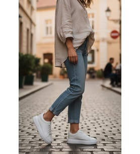 Enoch Erkek ve Kadın Spor Ayakkabı Tam Ortopedik Tabanlı Bembeyaz (Full White) Şık Sneaker