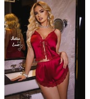 Intive Comfy Kırmızı Önden Bağlamalı Dantel Biyeli Mini Şort Büstiyer Şort