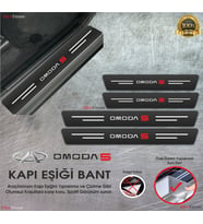 Chery Omoda 5 Logolu Karbon Kapı Eşiği Koruyucu Suni Deri 4'lü Set