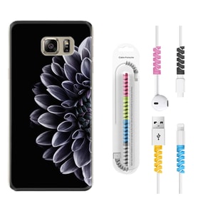 Samsung S7 Edge S20 Fe Plus Ultra S21 S22 Kılıf Kablo Koruma Spiral Silikon Çiçekler 1639