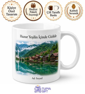 Uzungöl Karadeniz Yeşili Ahşap Evler Kupa Bardak Doğa Yürüyüşü Hediye