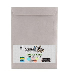 Torba Zarf 17x25 Cm Kraft 90 Gr Silikonlu 250'li 1 Paket Artlantis 170*250 Mm Torba Zarf Kraft 250 li 1 Paket (Renksiz)
