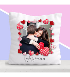 BK Gift Kişiye Özel Kalpli Fotoğraflı Yastık 12 (Beyaz)
