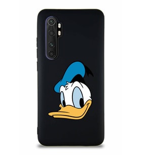 Xiaomi Mi Note 10 Lite Soft Premier Kapak Donald Duck-B Tasarımlı Silikon Kılıf - Siyah (Şeffaf)