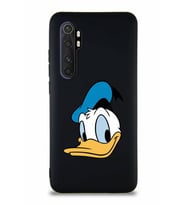 Xiaomi Mi Note 10 Lite Soft Premier Kapak Donald Duck-B Tasarımlı Silikon Kılıf - Siyah (Şeffaf)
