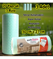 Technow Softtex 33 Yaprak Kopar Kullan Rulo Hassas Temizlik Bezi 27x30cm 3'lü