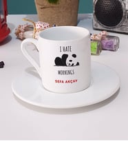 Sevimli Panda Türk Kahvesi Fincanı Beyaz