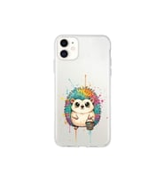 iPhone 11 ile Uyumlu Splash Kirpi Tasarımlı Şeffaf Silikon Kılıf
